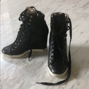 See by Chloe platform wedge sneaker navy